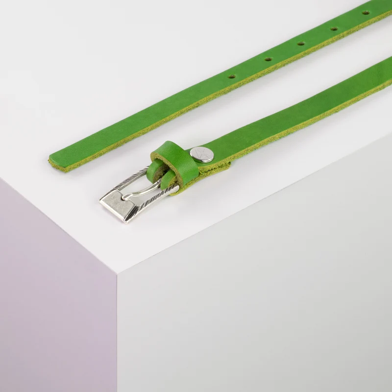 Ledergürtel 1,5cm mit Schnalle Kairo silber