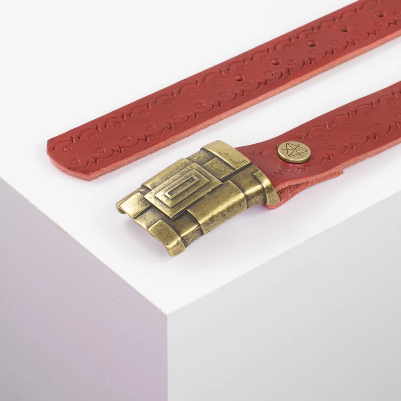 Ledergürtel 3,5cm mit Schnalle Athen messing