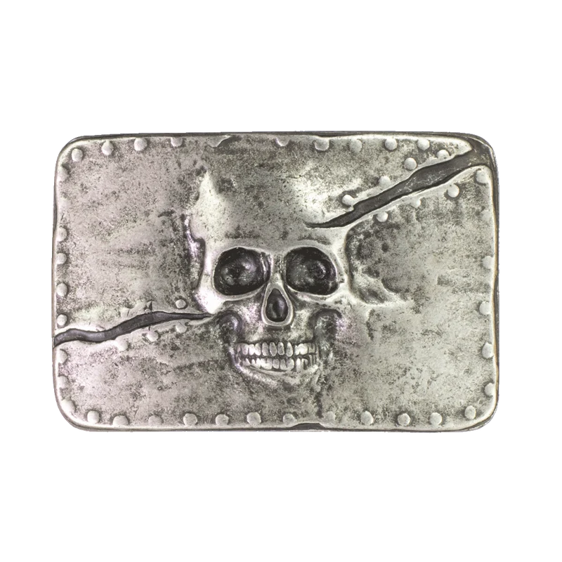 Gürtelschnalle 4cm Totenkopf silber