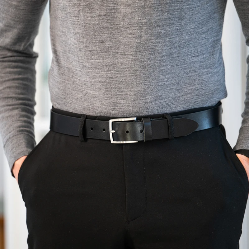 Der vielseitige Herrengürtel in Schwarz: „Vincent Jr.“ – 3,5 cm, von Business bis Jeans