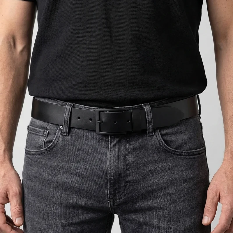 FULL BLACK EDITION: Herren Jeansgürtel „Vincent“ in Schwarz – 4 cm, schwarze Schnalle