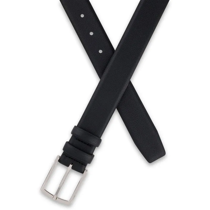 Außergewöhnlich: Herren Ledergürtel „Carlos“ mit 0,4 Mikrometer Palladium Schnalle – Schwarz, 3,5 cm