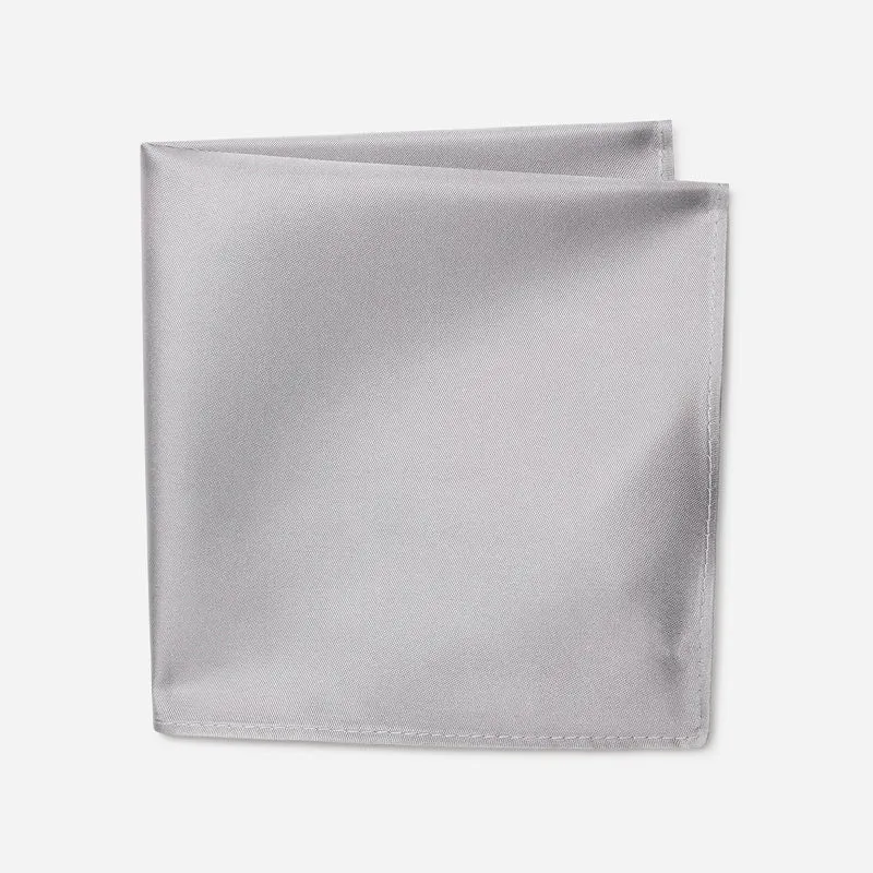 TONI silver uni – Seiden-Einstecktuch