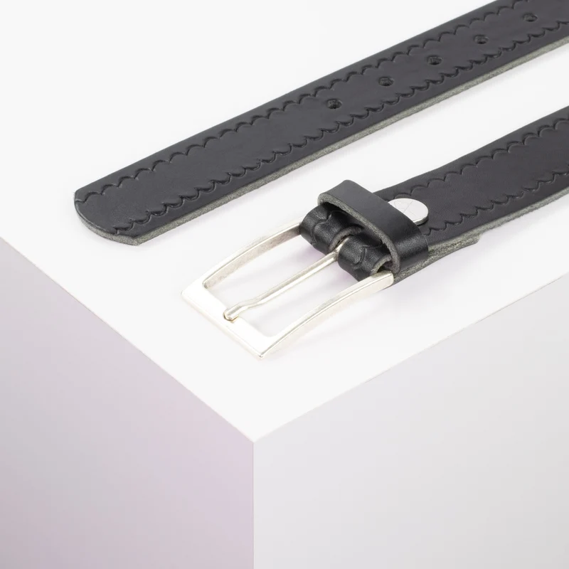Ledergürtel 3,5cm mit Schnalle Verona silber
