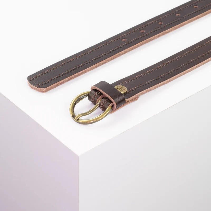 Ledergürtel 2,5cm mit Schnalle Oslo messing