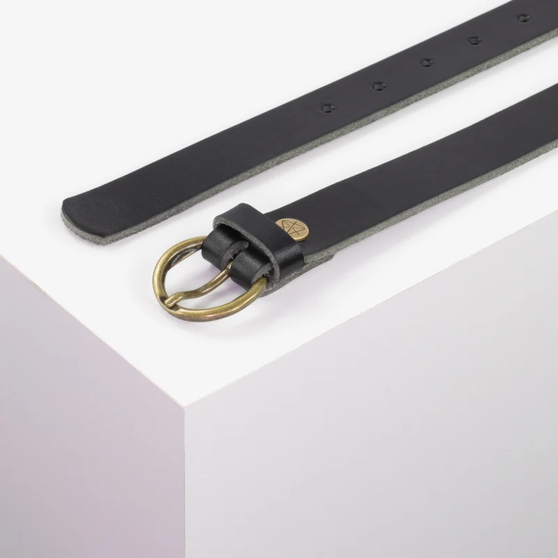 Ledergürtel 2,5cm mit Schnalle Oslo messing