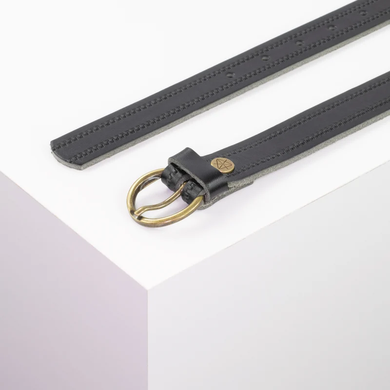 Ledergürtel 2,5cm mit Schnalle Oslo messing