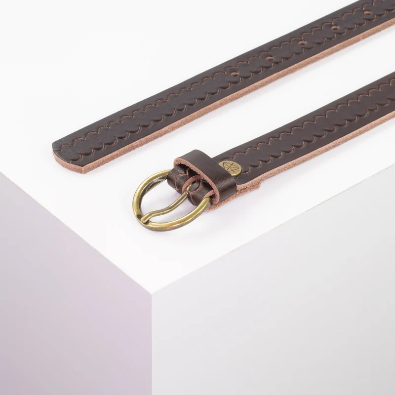Ledergürtel 2,5cm mit Schnalle Oslo messing