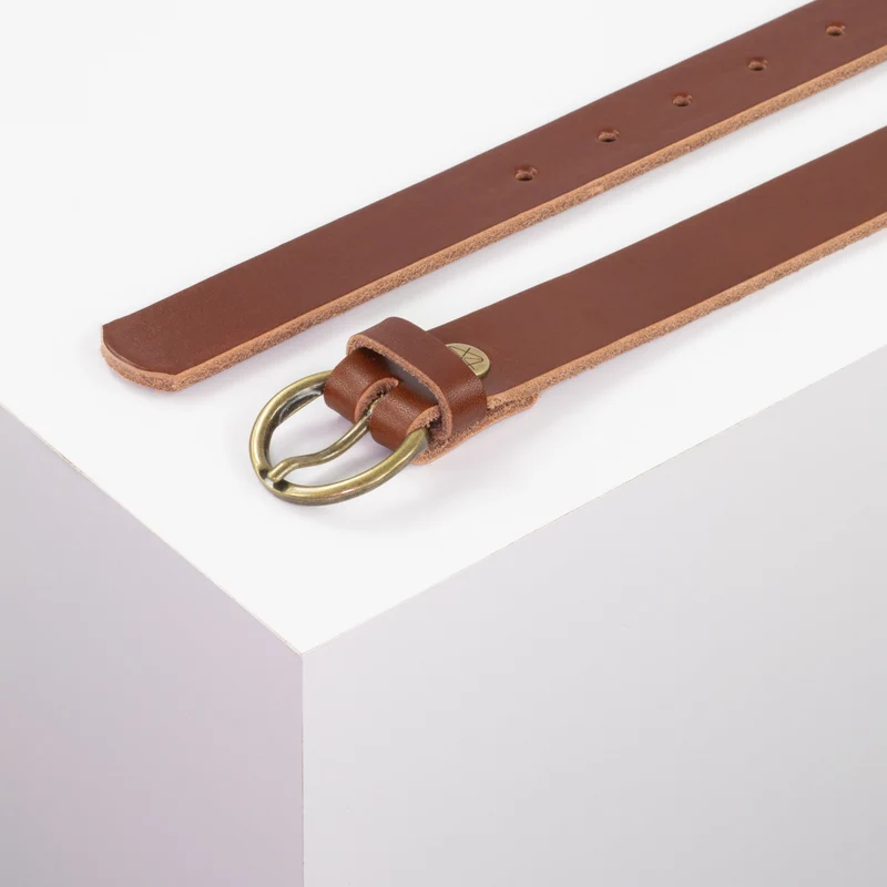 Ledergürtel 2,5cm mit Schnalle Oslo messing