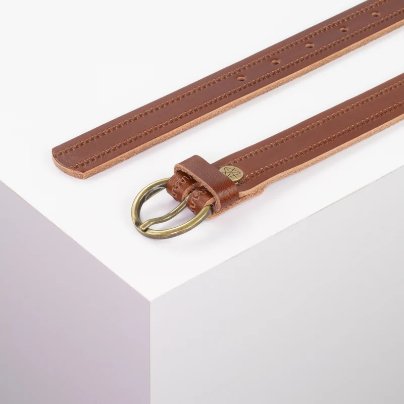 Ledergürtel 2,5cm mit Schnalle Oslo messing
