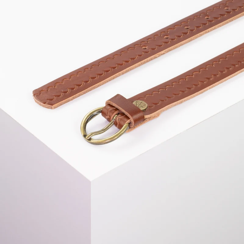 Ledergürtel 2,5cm mit Schnalle Oslo messing