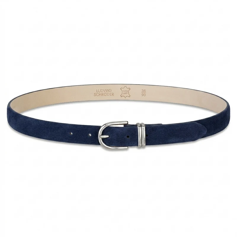 Damen Wildledergürtel „Leni" in Dunkelblau – 2,5 cm, hochwertiges Veloursleder