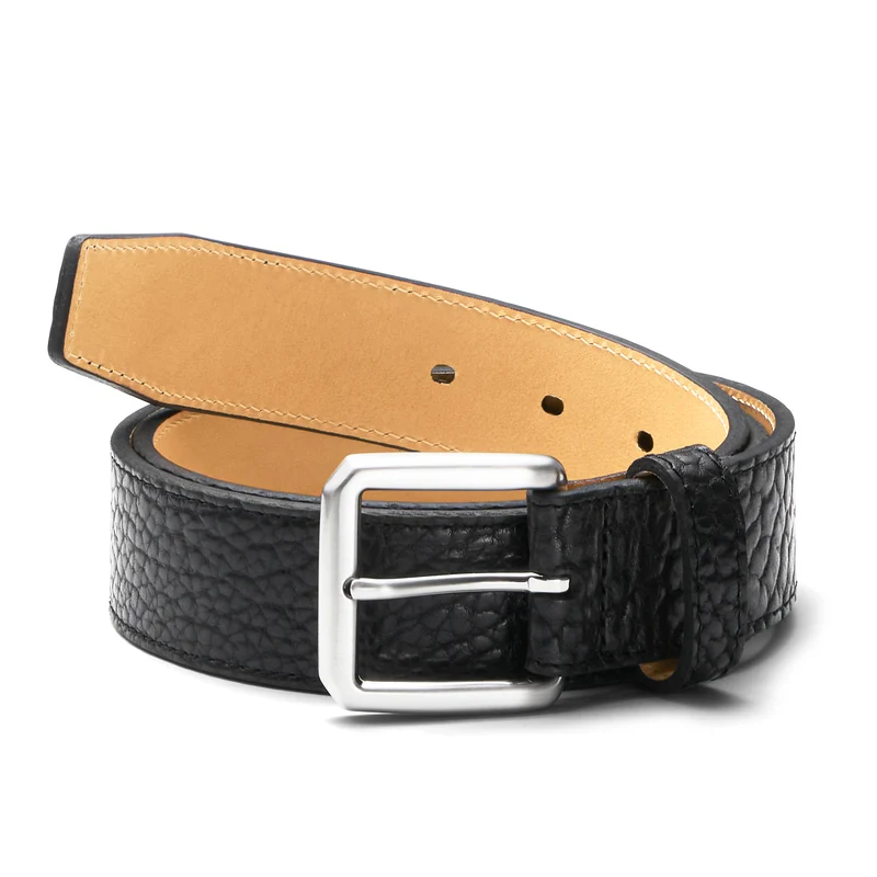 Bisonleder-Herrengürtel „Johnny“ in Schwarz – 3,5 cm, robustes Leder vom amerikanischen Wildbison
