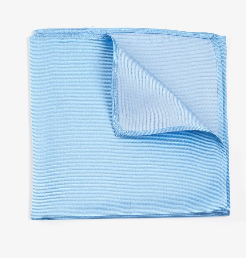 RENZO bleu uni – Seiden-Einstecktuch mit Twill-Struktur