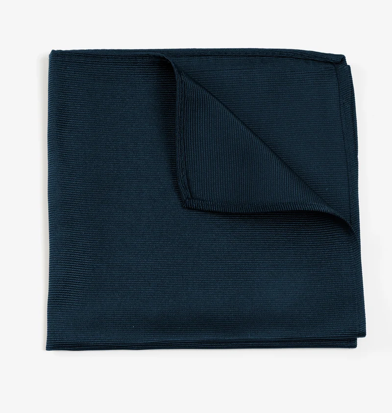 RENZO navy uni – Seiden-Einstecktuch mit Twill-Struktur