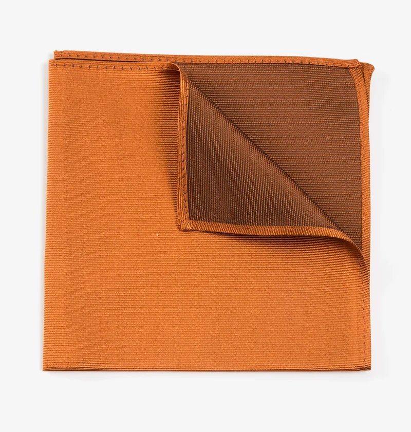 RENZO orange uni – Seiden-Einstecktuch mit Twill-Struktur