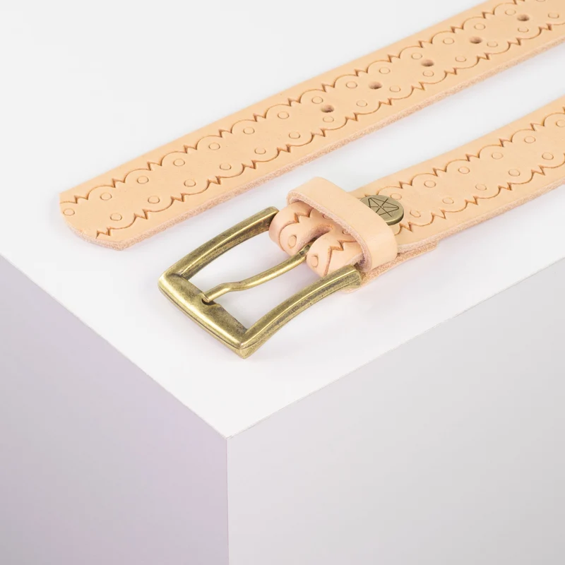 Ledergürtel 3,5cm mit Schnalle Toronto messing