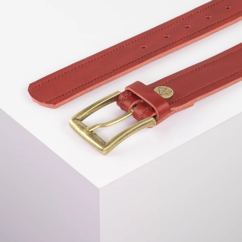 Ledergürtel 3,5cm mit Schnalle Toronto messing