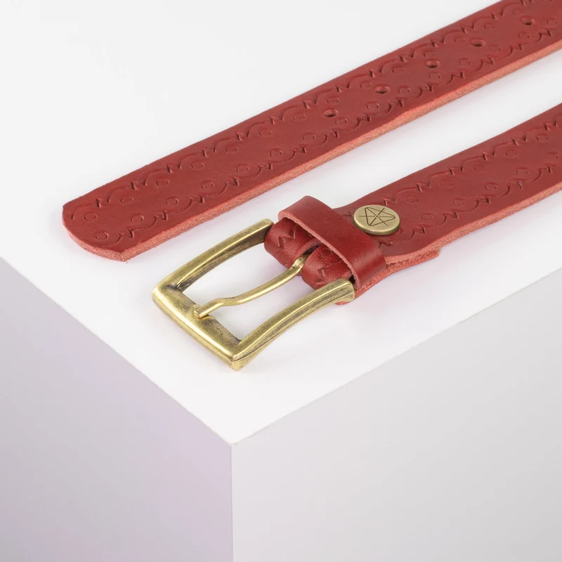Ledergürtel 3,5cm mit Schnalle Toronto messing