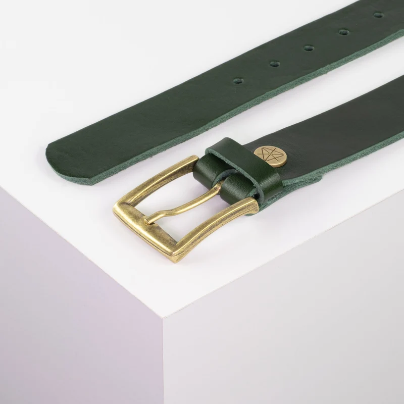 Ledergürtel 3,5cm mit Schnalle Toronto messing