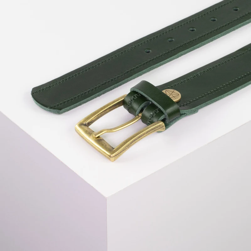 Ledergürtel 3,5cm mit Schnalle Toronto messing