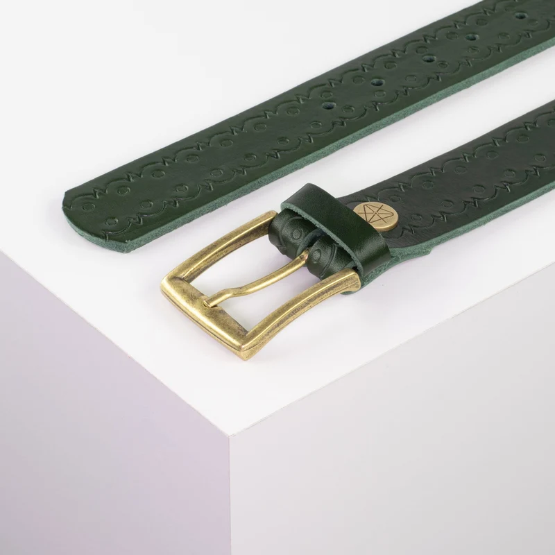 Ledergürtel 3,5cm mit Schnalle Toronto messing
