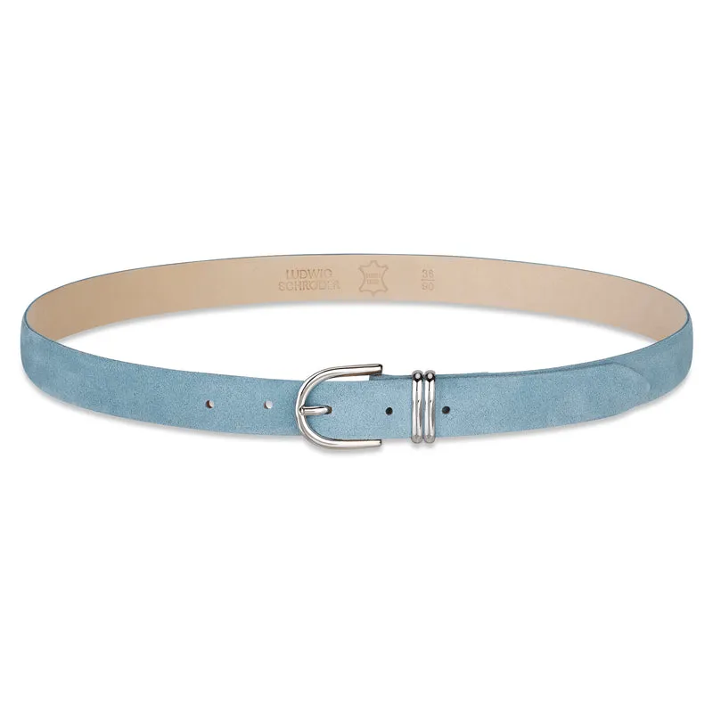 Damen Wildledergürtel „Leni" in Hellblau – 2,5 cm, hochwertiges Veloursleder