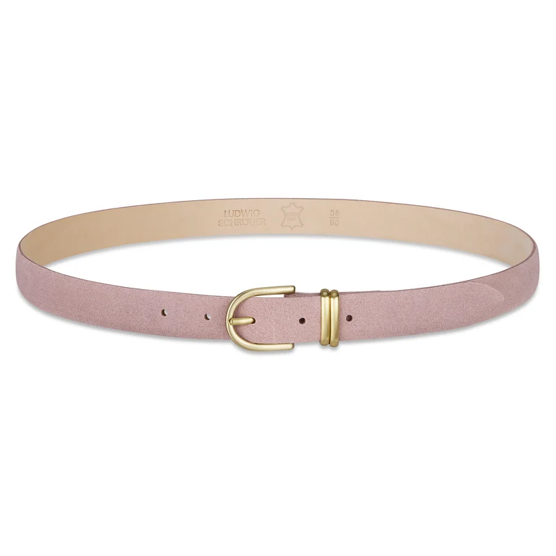Damen Wildledergürtel „Leni" in Rosa – 2,5 cm, hochwertiges Veloursleder