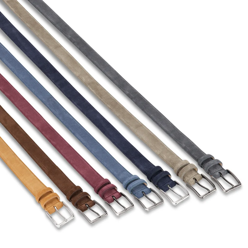 Herren Wildledergürtel „Giovanni“ in Grau – 3,5 cm, hochwertiges Veloursleder
