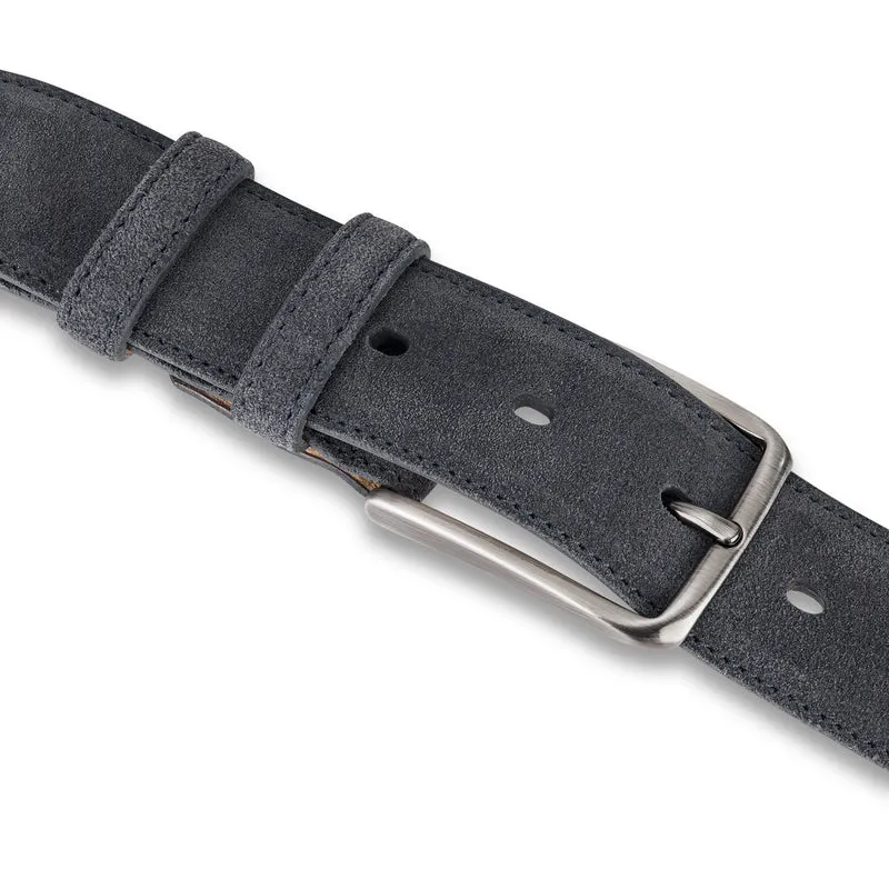 Herren Wildledergürtel „Giovanni“ in Grau – 3,5 cm, hochwertiges Veloursleder