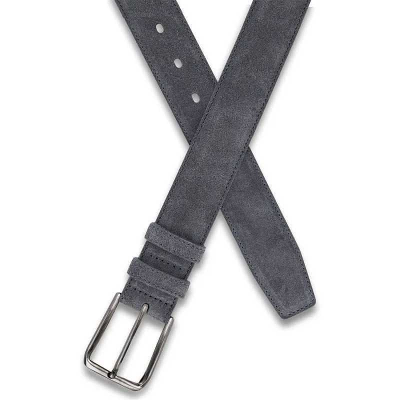 Herren Wildledergürtel „Giovanni“ in Grau – 3,5 cm, hochwertiges Veloursleder