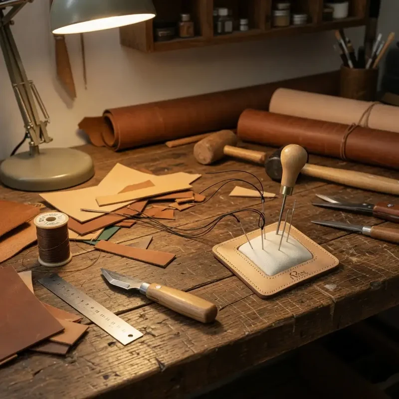 Ivan Leathercraft | Nadelkissen mit Lederbesatz