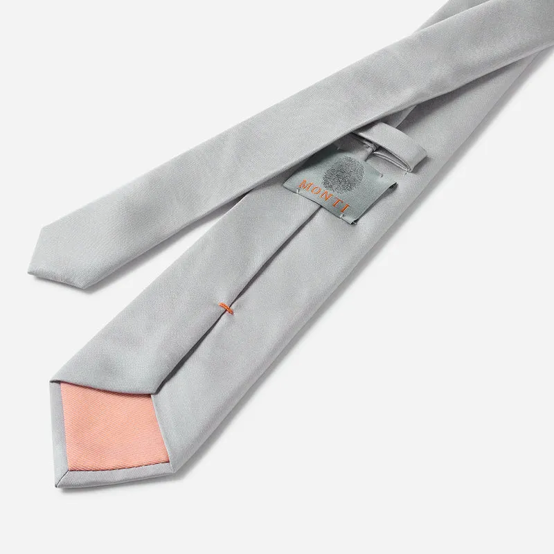 LIVIO silver uni – Seidenkrawatte