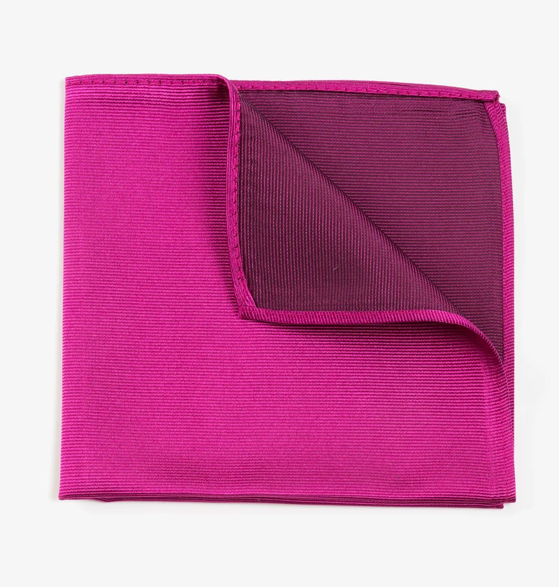 RENZO pink uni – Seiden-Einstecktuch mit Twill-Struktur
