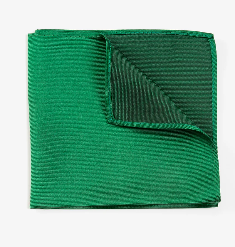 RENZO green uni – Seiden-Einstecktuch mit Twill-Struktur