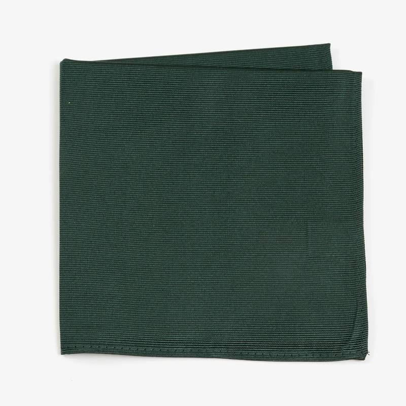 RENZO dark green uni – Seiden-Einstecktuch mit Twill-Struktur
