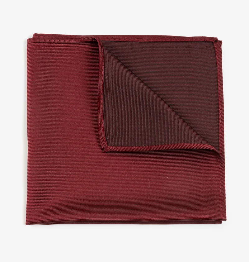 RENZO bordeaux uni – Seiden-Einstecktuch mit Twill-Struktur