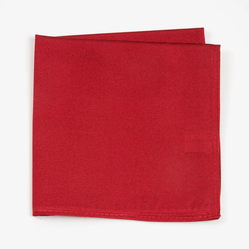 RENZO red uni – Seiden-Einstecktuch mit Twill-Struktur