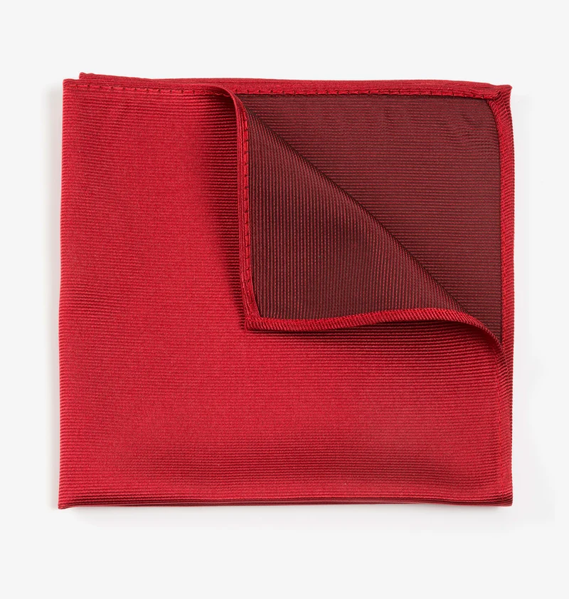 RENZO red uni – Seiden-Einstecktuch mit Twill-Struktur