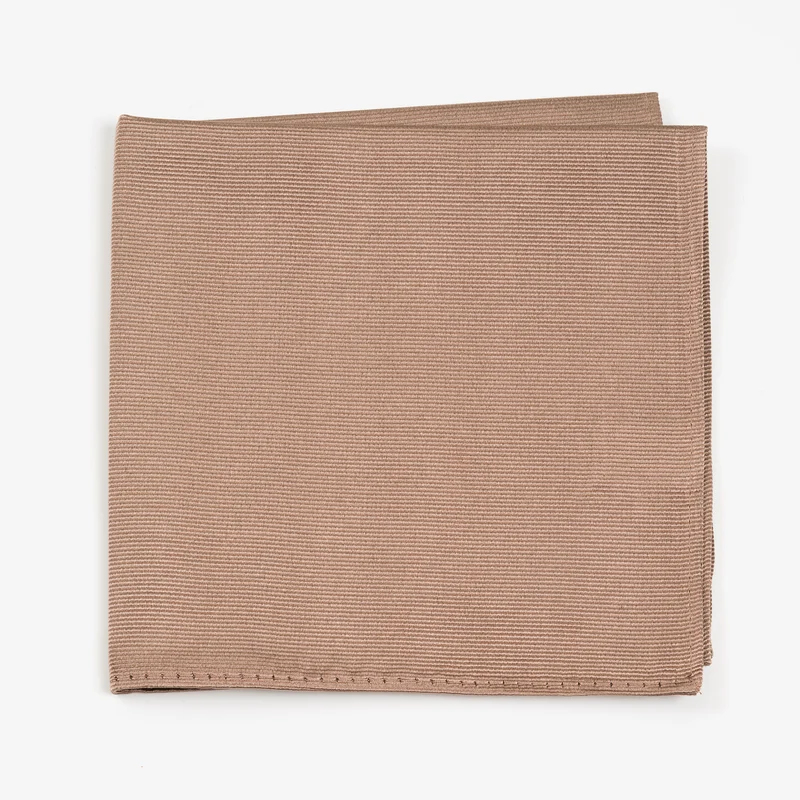 RENZO camel uni – Seiden-Einstecktuch mit Twill-Struktur