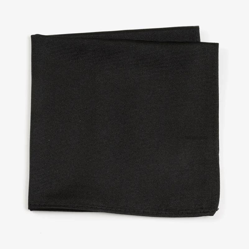 RENZO black uni – Seiden-Einstecktuch mit Twill-Struktur