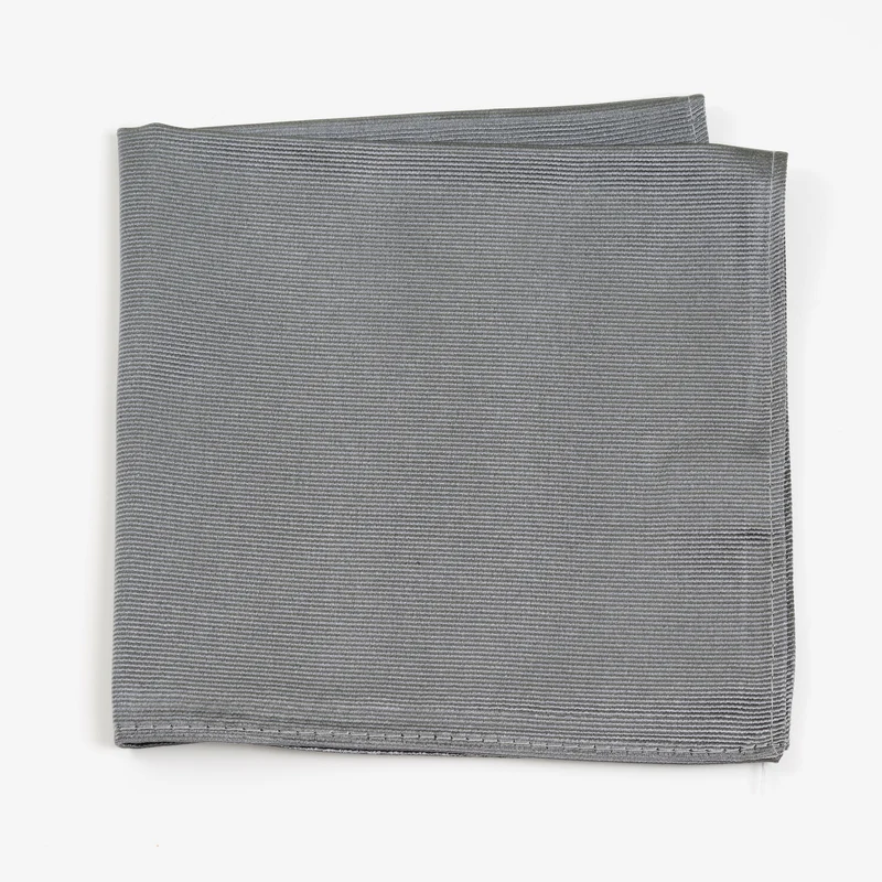 RENZO grey uni – Seiden-Einstecktuch mit Twill-Struktur