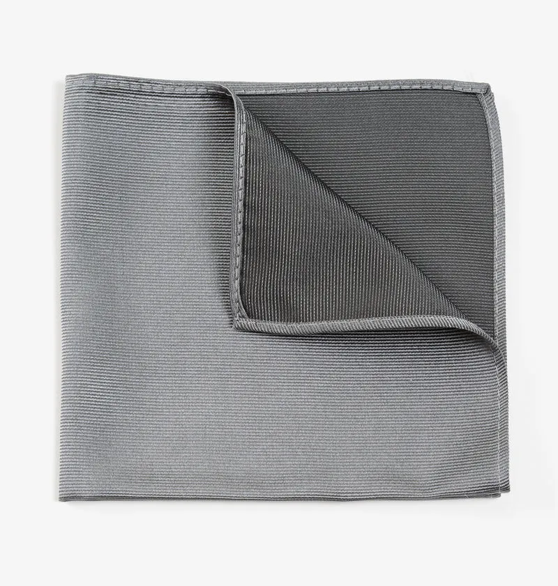 RENZO grey uni – Seiden-Einstecktuch mit Twill-Struktur