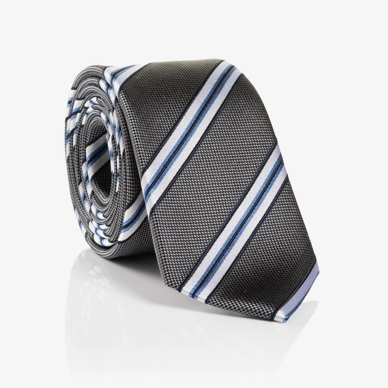 THOMA grey streifen – Seidenkrawatte mit Twill-Struktur