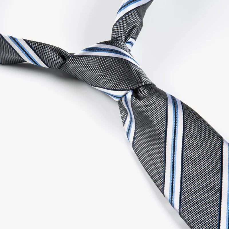 THOMA grey streifen – Seidenkrawatte mit Twill-Struktur