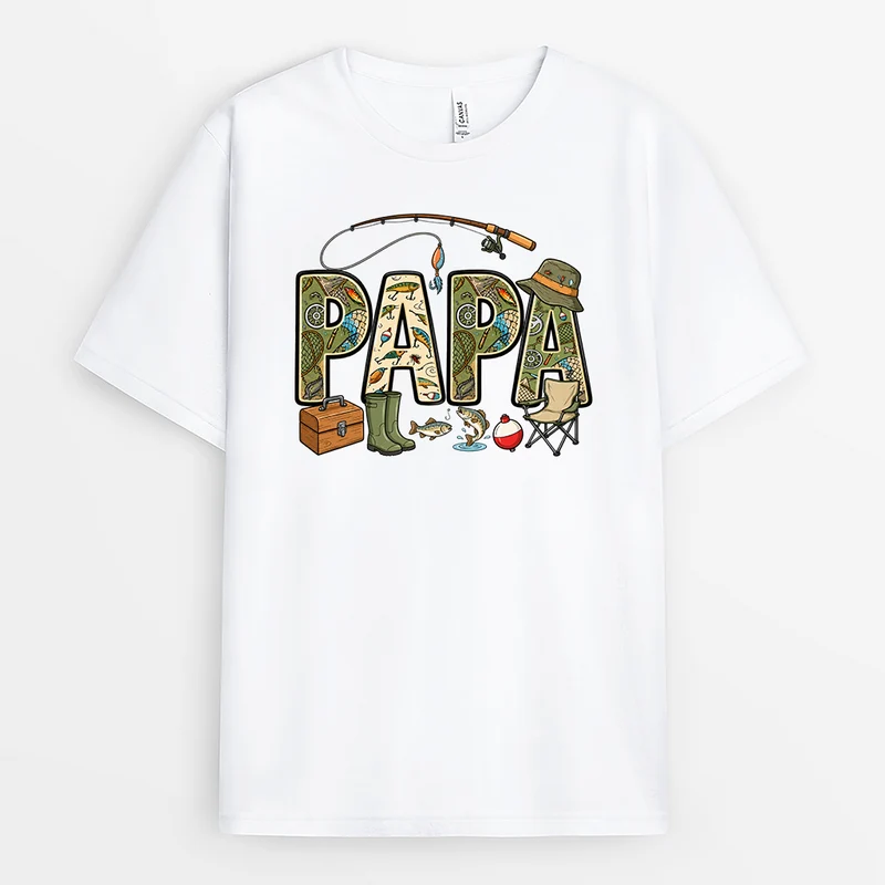 Papa Mama - Personalisiertes T Shirt Angeln