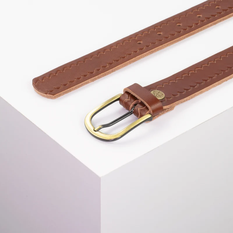 Ledergürtel 3cm mit Schnalle Nizza messing