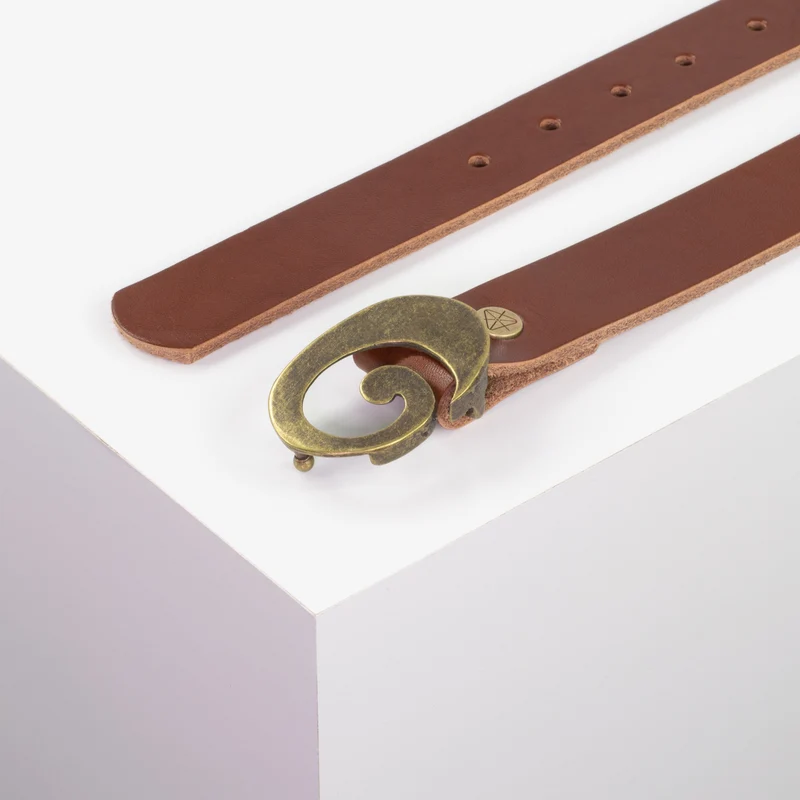 Ledergürtel 3cm mit Schnalle Schnecke messing