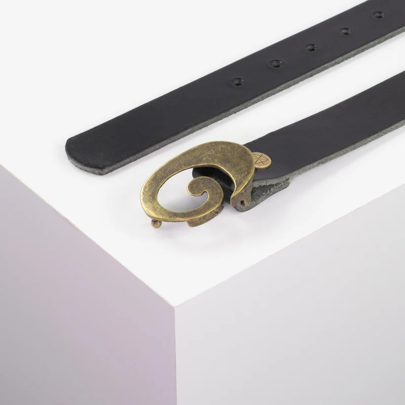 Ledergürtel 3cm mit Schnalle Schnecke messing