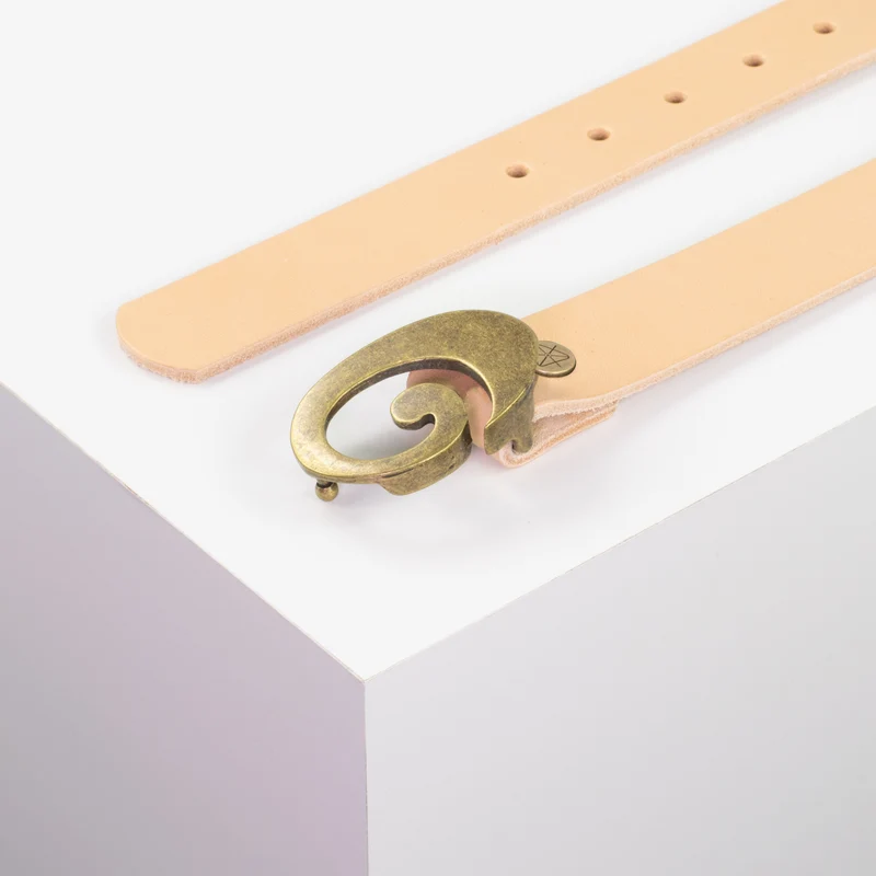 Ledergürtel 3cm mit Schnalle Schnecke messing